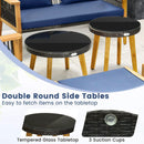 7 Piece Outdoor Conversation Set with Stable Acacia Wood Frame Cozy Seat & Back Cushions-Navy by LJGDeals