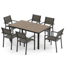 7 Piece Outdoor Dining Set with 6 Stackable Chairs and Large Rectangle Table-Gray by LJGDeals