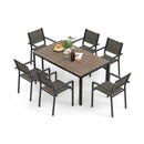 7 Piece Outdoor Dining Set with 6 Stackable Chairs and Large Rectangle Table-Gray by DirectDeals