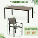 7 Piece Outdoor Dining Set with 6 Stackable Chairs and Large Rectangle Table-Gray by DirectDeals