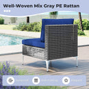 7 Piece Outdoor Furniture Set Wicker Chairs with Tempered Glass Coffee Table-Navy by LJGDeals