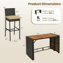 7-Piece Outdoor Wicker Bar Set with Acacia Wood Table & Stools by LJGDeals