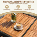 7-Piece Outdoor Wicker Bar Set with Acacia Wood Table & Stools by LJGDeals