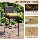 7-Piece Outdoor Wicker Bar Set with Acacia Wood Table & Stools by LJGDeals