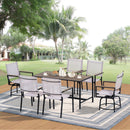 Walker Edison | Weather Proof 7 Piece Outdoor Dining Set