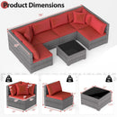 7-Piece Patio Conversation Set with Glass Table & Cushions