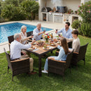 7-Piece Patio Dining Set with Acacia Wood Table & Cushions by LJGDeals