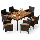 7-Piece Patio Dining Set with Acacia Wood Table & Cushions by LJGDeals