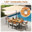 7-Piece Patio Dining Set Wood Metal with Seat Cushions and Umbrella Hole-White by LJGDeals