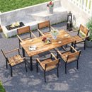 7 Pieces Acacia Wood Patio Dining Set with Metal Frame and 2 Inches Umbrella Hole by LJGDeals