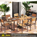 7 Pieces Acacia Wood Patio Dining Set with Metal Frame and 2 Inches Umbrella Hole by LJGDeals
