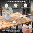 7 Pieces Acacia Wood Patio Dining Set with Metal Frame and 2 Inches Umbrella Hole by LJGDeals