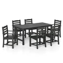 7 Pieces Outdoor Dining Table Set for 6 People 67 Inch HDPE Patio Rectangle Table and 6 Armchairs by LJGDeals