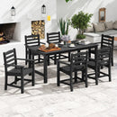 7 Pieces Outdoor Dining Table Set for 6 People 67 Inch HDPE Patio Rectangle Table and 6 Armchairs by LJGDeals