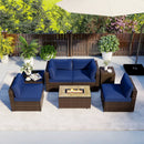7 Pieces Outdoor Furniture Set with 32 Inch Fire Pit Table and Propane Tank Cover by LJGDeals