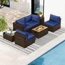 7 Pieces Outdoor Furniture Set with 32 Inch Fire Pit Table and Propane Tank Cover by LJGDeals