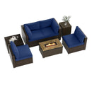 7 Pieces Outdoor Furniture Set with 32 Inch Fire Pit Table and Propane Tank Cover by LJGDeals