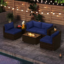 7 Pieces Outdoor Furniture Set with 32 Inch Fire Pit Table and Propane Tank Cover by LJGDeals