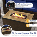 7 Pieces Outdoor Furniture Set with 32 Inch Fire Pit Table and Propane Tank Cover by LJGDeals
