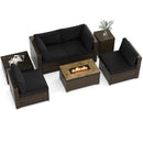 7 Pieces Outdoor Furniture Set with 32 Inch Fire Pit Table and Propane Tank Cover