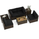 7 Pieces Outdoor Furniture Set with 32 Inch Fire Pit Table and Propane Tank Cover by LJGDeals