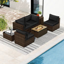 7 Pieces Outdoor Furniture Set with 32 Inch Fire Pit Table and Propane Tank Cover by LJGDeals