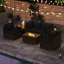 7 Pieces Outdoor Furniture Set with 32 Inch Fire Pit Table and Propane Tank Cover by LJGDeals