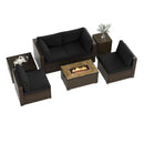 7 Pieces Outdoor Furniture Set with 32 Inch Fire Pit Table and Propane Tank Cover by LJGDeals