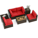 7 Pieces Outdoor Furniture Set with 32 Inch Fire Pit Table and Propane Tank Cover by LJGDeals