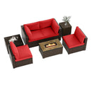 7 Pieces Outdoor Furniture Set with 32 Inch Fire Pit Table and Propane Tank Cover by LJGDeals