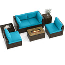 7 Pieces Outdoor Furniture Set with 32 Inch Fire Pit Table and Propane Tank Cover by LJGDeals