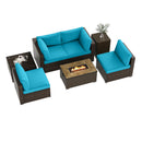 7 Pieces Outdoor Furniture Set with 32 Inch Fire Pit Table and Propane Tank Cover
