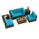 7 Pieces Outdoor Furniture Set with 32 Inch Fire Pit Table and Propane Tank Cover by LJGDeals
