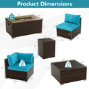7 Pieces Outdoor Furniture Set with 32 Inch Fire Pit Table and Propane Tank Cover by LJGDeals