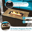 7 Pieces Outdoor Furniture Set with 32 Inch Fire Pit Table and Propane Tank Cover by LJGDeals