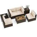 7 Pieces Outdoor Furniture Set with 32 Inch Fire Pit Table and Propane Tank Cover by LJGDeals