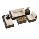 7 Pieces Outdoor Furniture Set with 32 Inch Fire Pit Table and Propane Tank Cover by LJGDeals