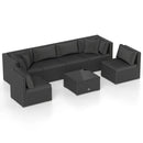 7 Pieces Sectional Wicker Furniture Sofa Set with Tempered Glass Top-Red by LJGDeals