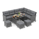 7 Pieces Patio Dining Furniture Set with Soft Cushions and Ottomans by DirectDeals