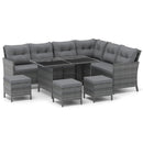 7 Pieces Patio Dining Furniture Set with Soft Cushions and Ottomans by DirectDeals