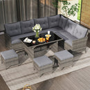 7 Pieces Patio Dining Furniture Set with Soft Cushions and Ottomans by LJGDeals