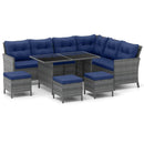 7 Pieces Patio Dining Furniture Set with Soft Cushions and Ottomans by DirectDeals