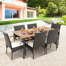 7 Pieces Patio Wicker Dining Set with Detachable Cushion and Umbrella Hole by LJGDeals