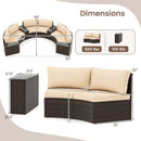 7 Pieces Patio Furniture Set PE Rattan Half-Moon Curved Sofas with Side Tables-Brown by LJGDeals