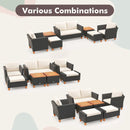 7 Pieces Patio Furniture PE Rattan Sectional Sofa Set with Armchairs and Table-white by LJGDeals
