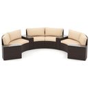 7 Pieces Patio Furniture Set PE Rattan Half-Moon Curved Sofas with Side Tables-Brown by LJGDeals