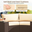 7 Pieces Patio Furniture Set PE Rattan Half-Moon Curved Sofas with Side Tables-Brown by LJGDeals