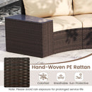 7 Pieces Patio Furniture Set PE Rattan Half-Moon Curved Sofas with Side Tables-Brown by LJGDeals