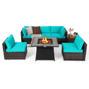 7 Pieces Patio Furniture Set with 35 Inches 50000 BTU Propane Gas Fire Pit Table and Waterproof Cover for Firpit by LJGDeals