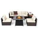 7 Pieces Patio Furniture Set with 35 Inches 50000 BTU Propane Gas Fire Pit Table and Waterproof Cover for Firpit by LJGDeals